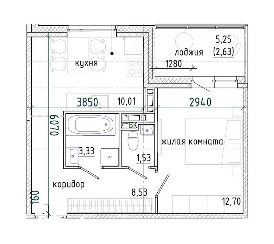 Однокомнатная квартира в : площадь 38.73 м2 , этаж: 2 – купить в Санкт-Петербурге